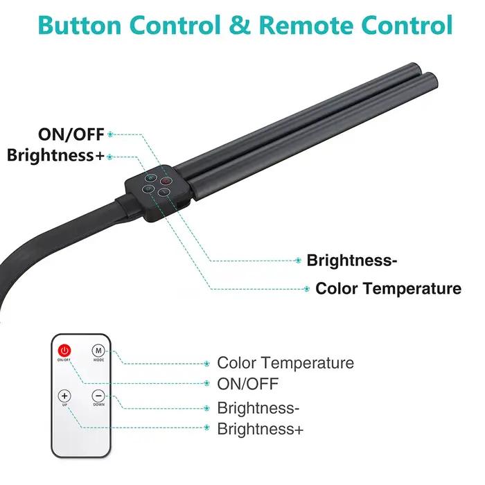 Lampe de bureau LED à double tête avec télécommande, lampe de table d'architecte à intensité variabl
