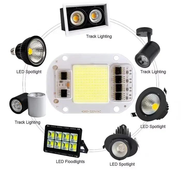 Puce COB AC 220V 50W, Source de lumière, pas besoin de pilote pour projecteur, lampe, éclairage à mo
