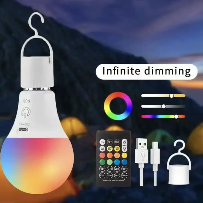 Ampoule LED rechargeable avec télécommande, ampoules à piles pour lampes, ampoule intelligente à cha