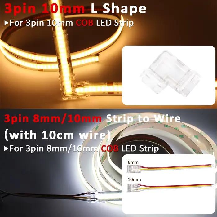 Connecteur de bande LED COB 2 broches 3 broches 4 broches 5mm 8mm 10mm connecteur de fil rapide sans