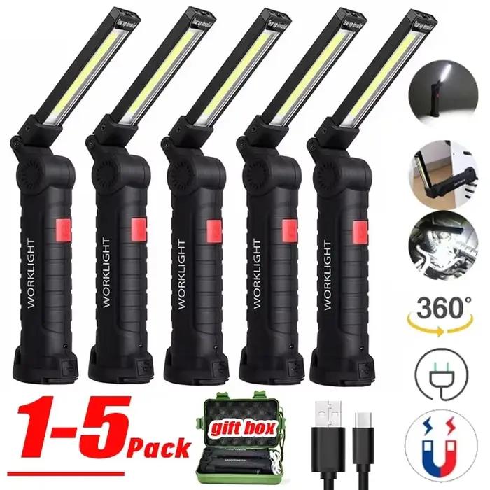 Lampe de travail pliante multifonctionnelle, lampe de camping portable, lampe de poche aste par USB,