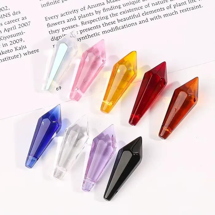 Lustre en perles pointues en cristal coloré, 10 pièces, lampe à prismes, pendentif attrape-soleil, b