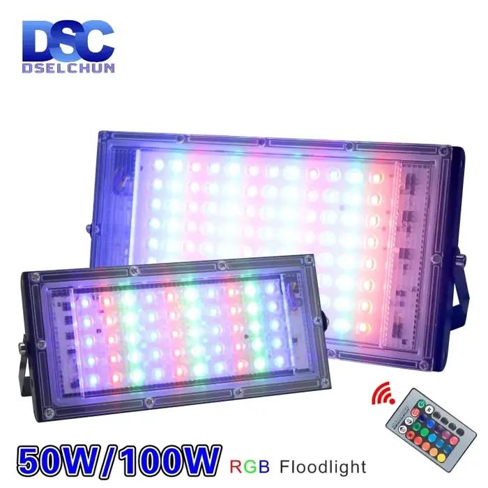 50W 100W RGB projecteur AC220V éclairage extérieur lampe de lumière d'inondation réflecteur étanche 