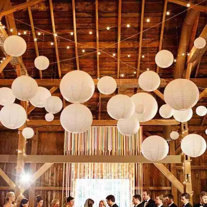 Lanterne Ronde Alberoise en Papier, Décoration de ixd'Anniversaire et de Mariage, Fournitures de Vac