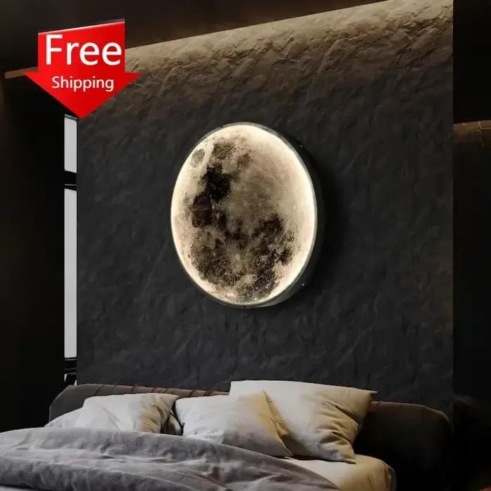 Applique murale ronde moderne en forme de lune, luminaire décoratif de plafond, idéal pour une chamb