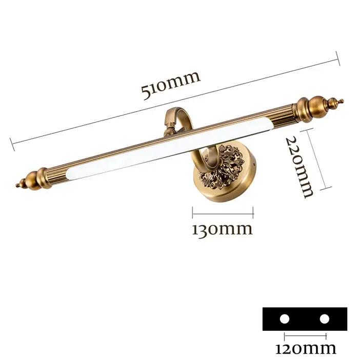 Lampe miroir Led en Bronze marron, 8W, 51cm, Antique, dorée, Europe, chambre à coucher, salle de bai