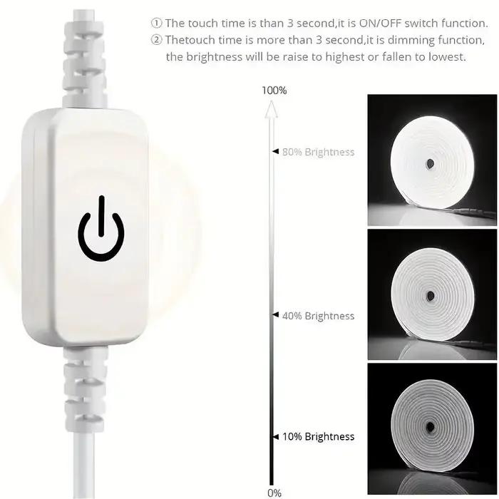 Bande lumineuse LED en silicone étanche avec capteur tactile, enseigne au néon, lampe à intensité va