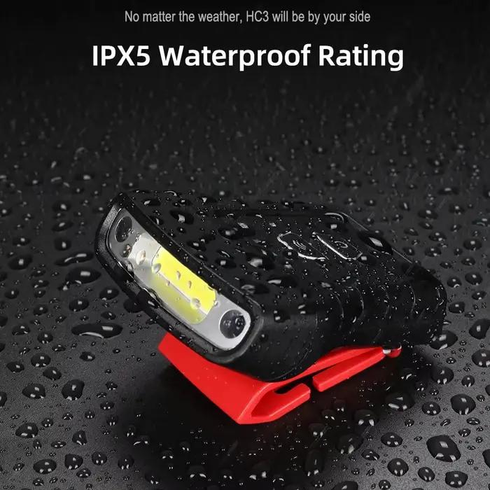 Klarus HC3 Rechargeable COB phare USB tête lampe de poche 100lm pince sur chapeau lumière capteur de