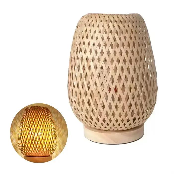 Lampe tissée en bambou Simple chambre étude lampe de Table lampe de Table de chevet art en bambou dé