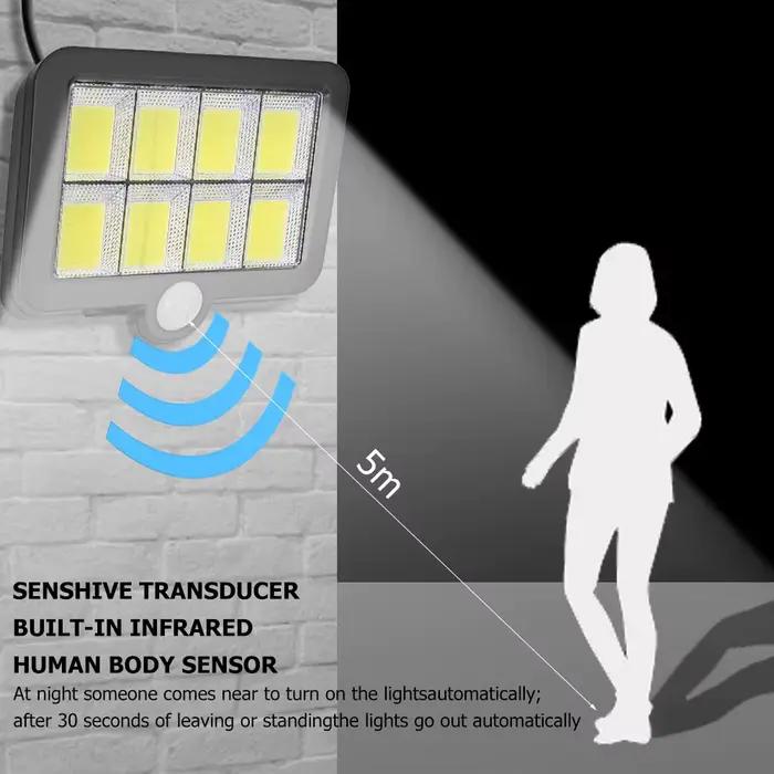 160LED lumière solaire applique murale fendue étanche mur extérieur d'urgence rue sécurité lampe sol