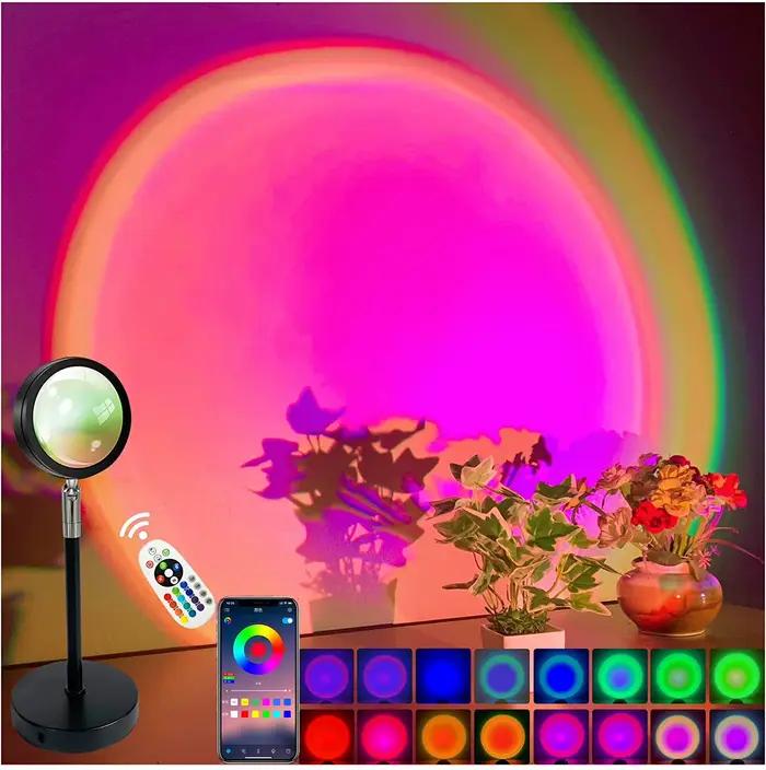 Lampe de projecteur de coucher de soleil arc-en-ciel, veilleuse intelligente Bluetooth, pour la mais
