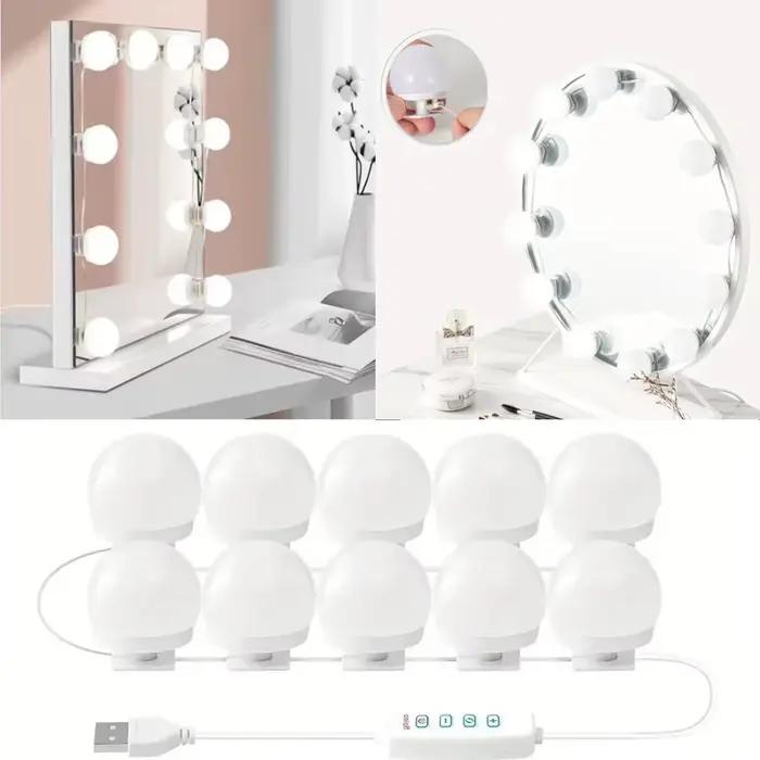 Ampoules LED USB pour miroir de maquillage, lampe de table à intensité variable, lumières de vanité,