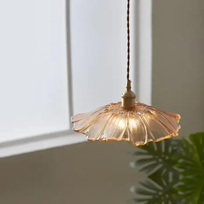 Lampe Suspendue Vintage en Verre à Fleurs, Luminaire Décoratif d'Nik, Idéal pour un Salon, une Chamb