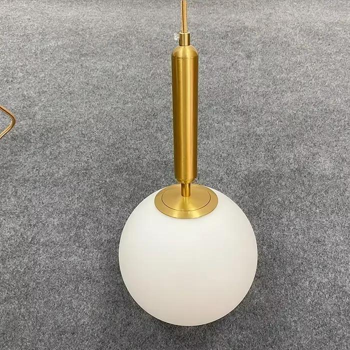 Lustre moderne boule de verre pendentif LED lumières chambre décor salle à manger chevet suspension 