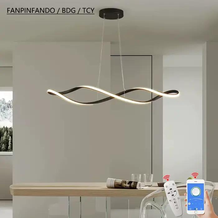 Lustre LED Moderne avec Télécommande - Hauteur Réglable 92cm & Variateur d'Intensité - Éclairage de 