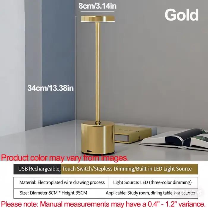 Lampe de chevet à intensité variable, veilleuse sans fil rechargeable par USB avec commande tactile,