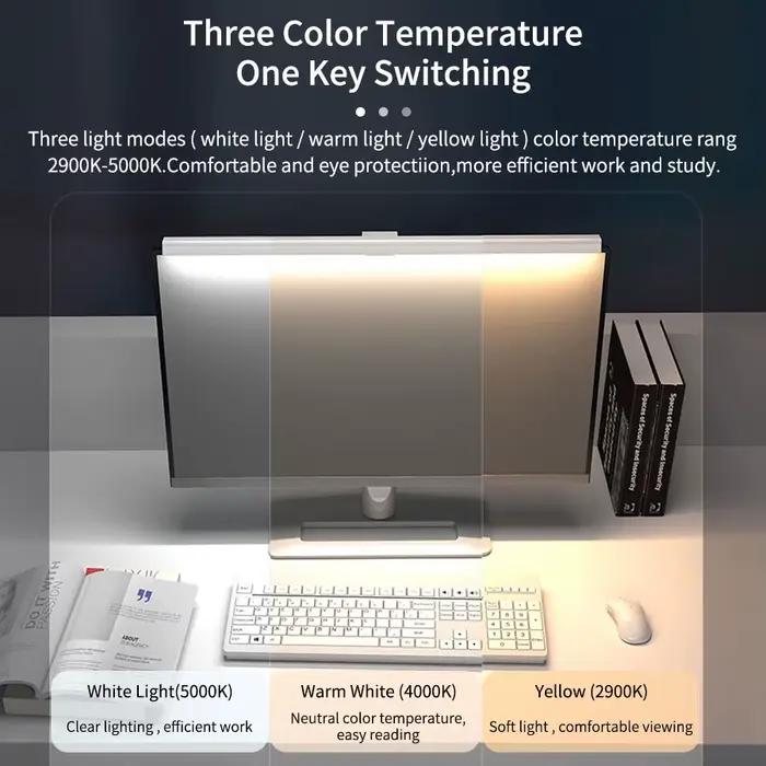 Barre lumineuse pour moniteur d'ordinateur, lampe de bureau USB, lumière de lecture d'étude, lampe d