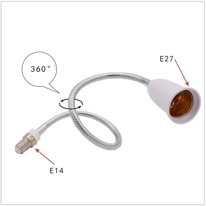 360 ℃   Coude E14 à E27 support de lampe allongé ampoule LED Base lampe douille 195mm 295mm 395m 495