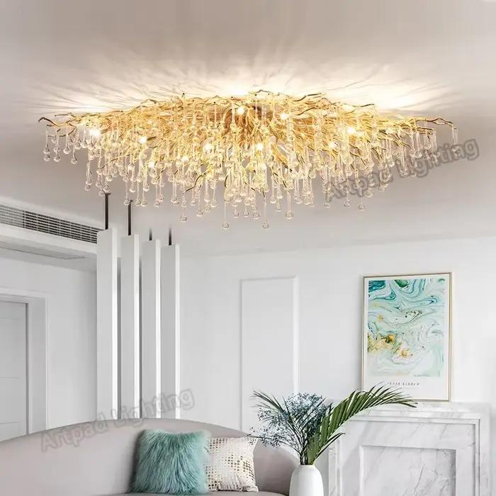 Branche moderne lustres en cristal or luxe éclairage lustre pour chambre salle à manger salon cuisin