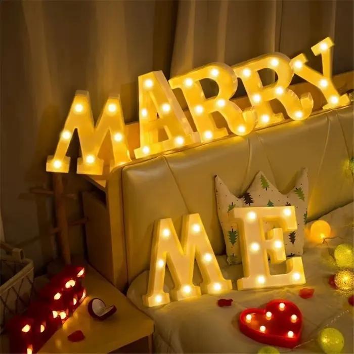 Lampe LED avec Lettres et Chiffres, Alphabet Shoous, Veilleuse de Décoration pour la Maison, Mariage