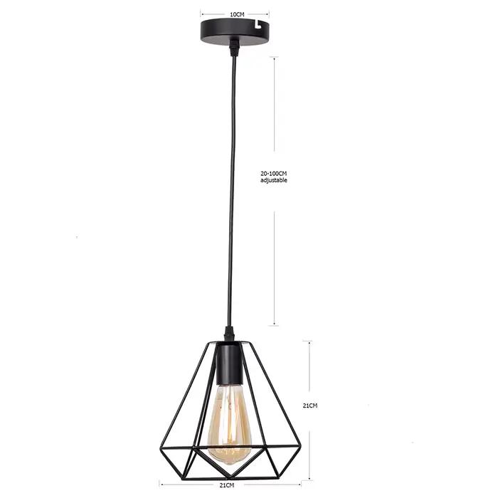 Lampes suspendues en fer industriel noir E27 110 V 220 V LED lampes suspendues noires pour cuisine s