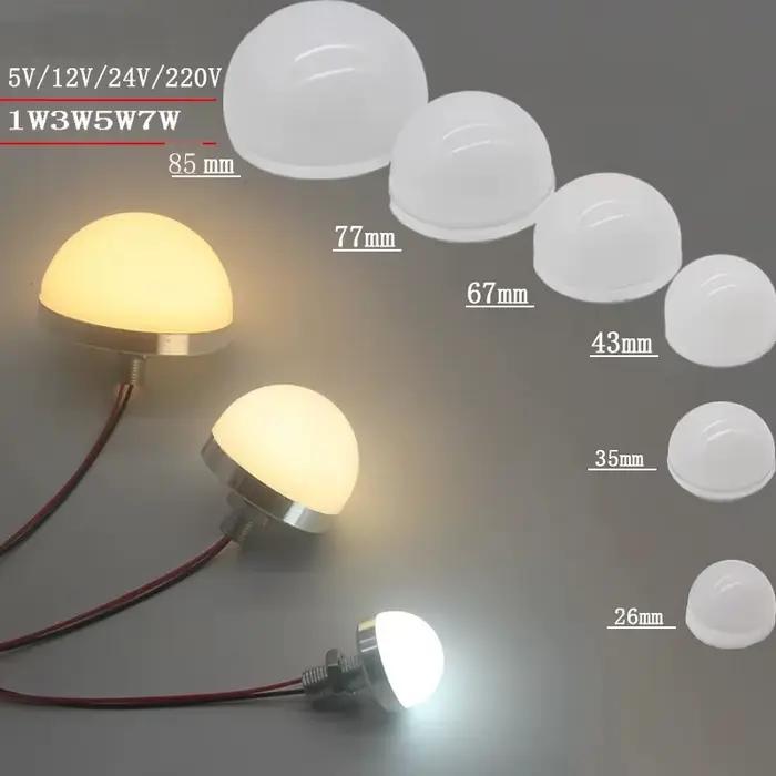 10 pièces DC5v 12v 24v AC220v petite Mini lampe ronde LED à bulles 9w 7w 5w 3w 77mm 58mm 43mm 35mm 3