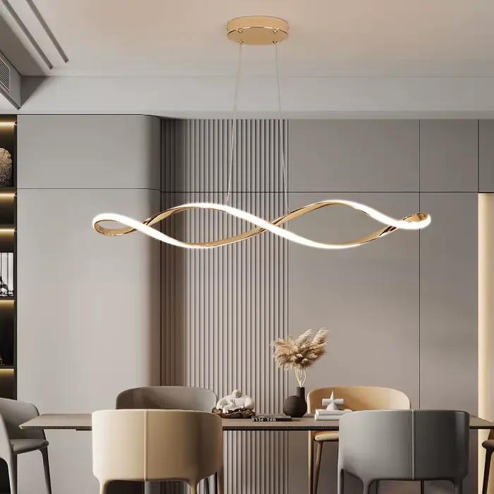 Lustre LED Moderne avec Télécommande - Hauteur Réglable 92cm & Variateur d'Intensité - Éclairage de 
