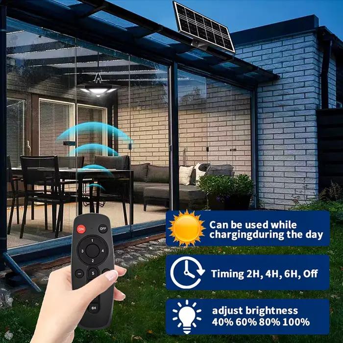 Lampe solaire suspendue pour hangar, intérieur et extérieur, 228/180 LED, 1000lm, 5 Modes, avec télé