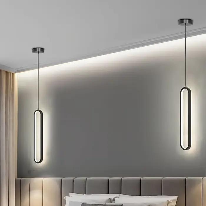 Plafonnier LED suspendu au design minimaliste moderne, disponible en noir et en jaune or, luminaire 