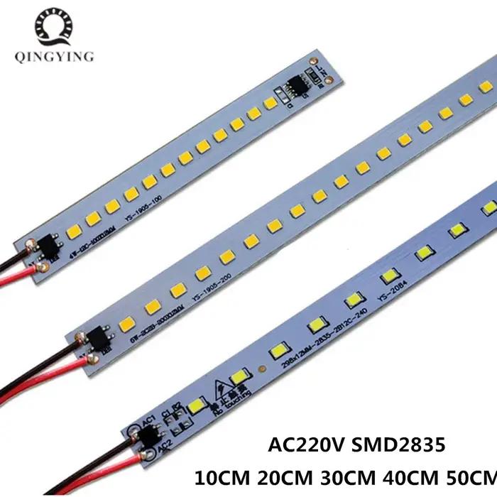 Bande lumineuse LED PCB, AC220V, 10cm, 20cm, 30cm, 40cm, 50cm, 4W-8W, Blanc chaud, Naturel, Froid, S
