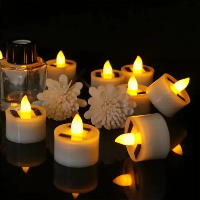 Bougies chauffe-plat solaires Led sans flamme, imperméables, rechargeables, pour l'extérieur, pour f