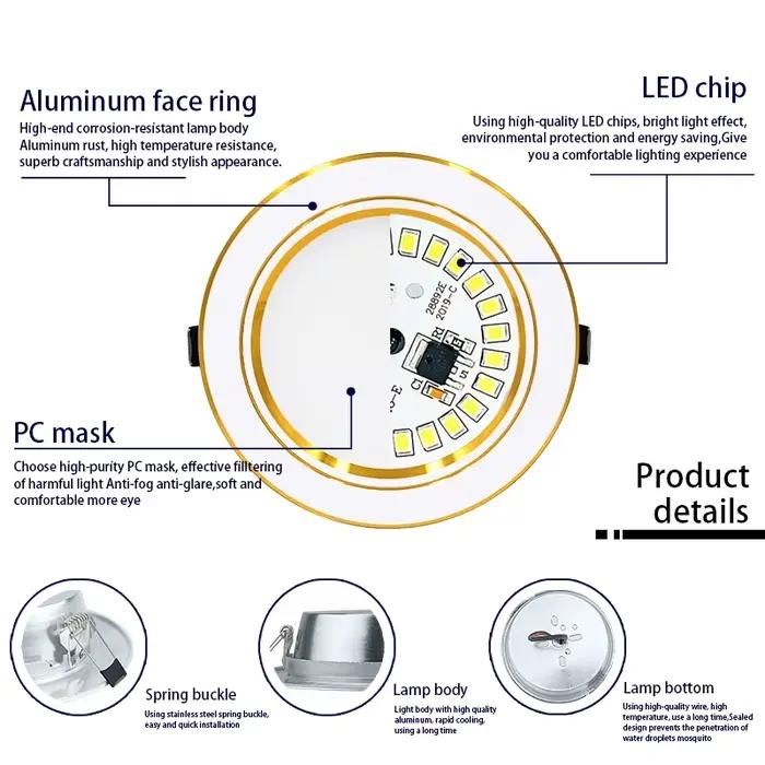 6 pcs/lot LED Downlight 5 W 9 W 12 W 15 W 18 W AC 220 V 230 V 240 V LED plafond salle de bain lampes