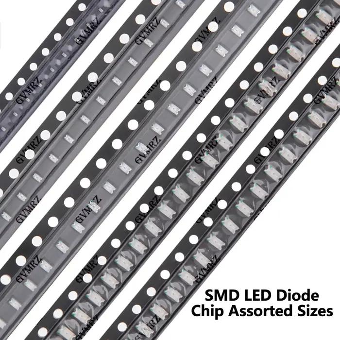 100 pièces de puces de diodes LED SMD 3528 5050 5730, tailles assorties 0402 0603, plusieurs couleur
