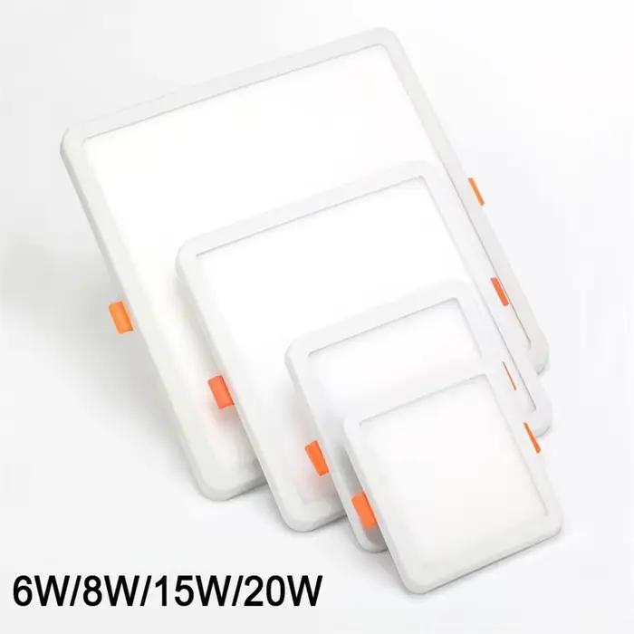 1 pièces AC 85-265V Ultra mince rond/carré panneau lumineux LED 6W 8W 15W 20W en aluminium plafond e