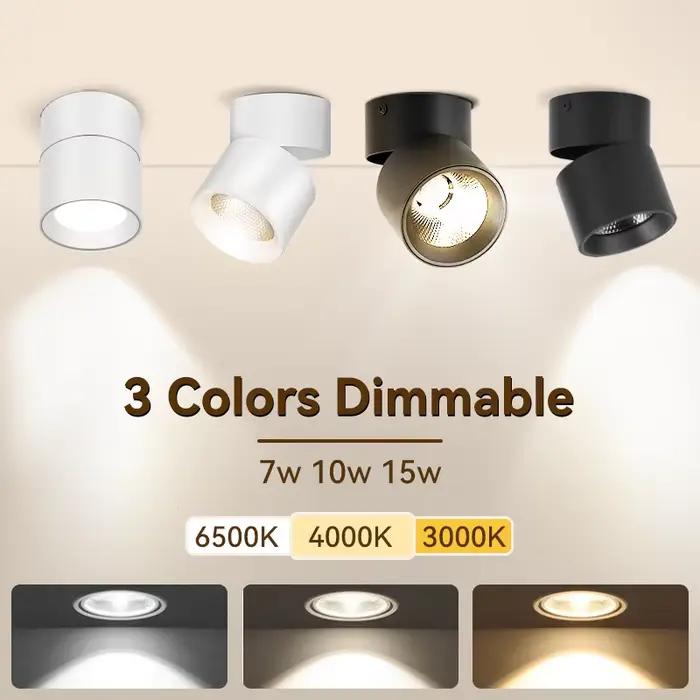 Downlight LED Dimmable Couleurs Pliable 360 °   Plafonnier Spot réglable 7W 10W 15W, projecteurs Led