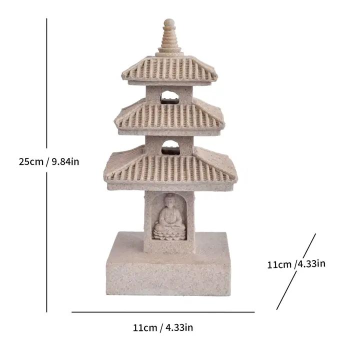 Lanterne solaire pagode, statue d'inspiration zen, lampe décorative, décorations de jardin extérieur