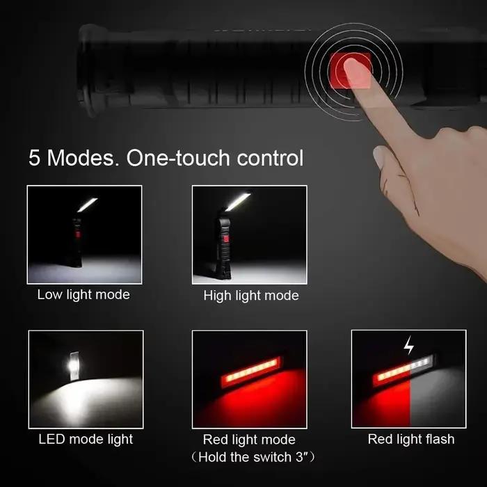 Lampe de travail pliante multifonctionnelle, lampe de camping portable, lampe de poche aste par USB,