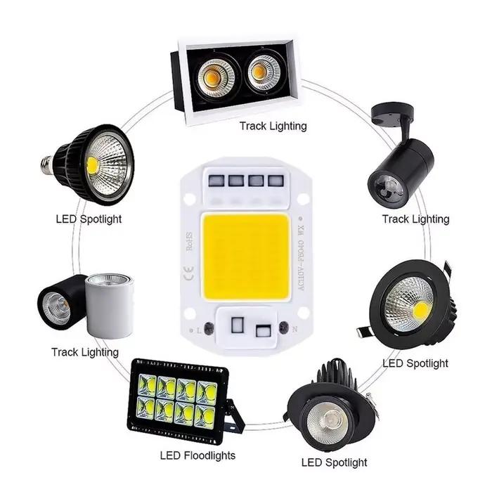 RnnTuu – puce LED COB 20W 30W 50W, 220V, sans pilote, perles de lampe LED pour projecteur à faisceau