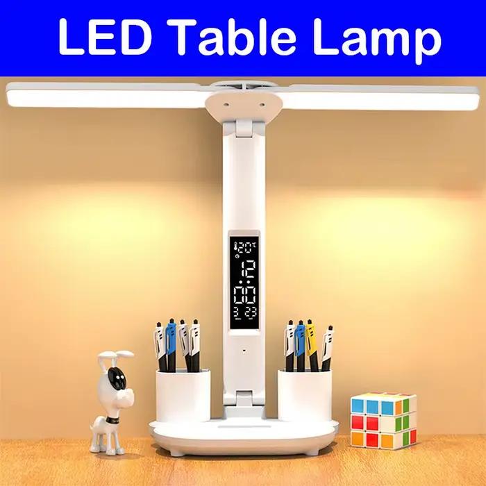 Lampe de Table pliante LED à gradation tactile, Protection des yeux, lampe de bureau à Double tête a