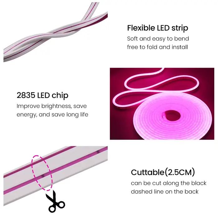 Bande lumineuse néon LED 12V 24V, étanche, 6x12mm, corde en Silicone, lampe Flexible, décoration ave