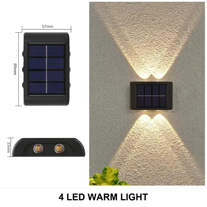 Lampe solaire murale extérieure, étanche, alimentée par l'énergie solaire, éclairage vers le haut et