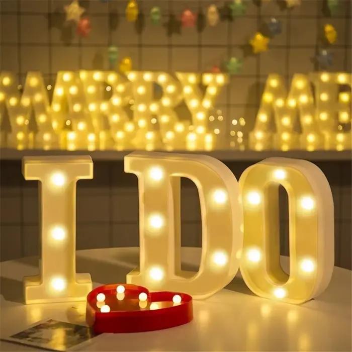 Lampe LED avec Lettres et Chiffres, Alphabet Shoous, Veilleuse de Décoration pour la Maison, Mariage