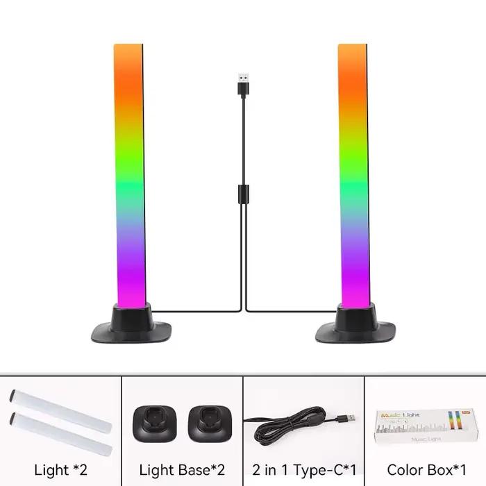 LED bureau intelligent RGB barres lumineuses prise USB veilleuse rythme lampe d'ambiance pour TV ord