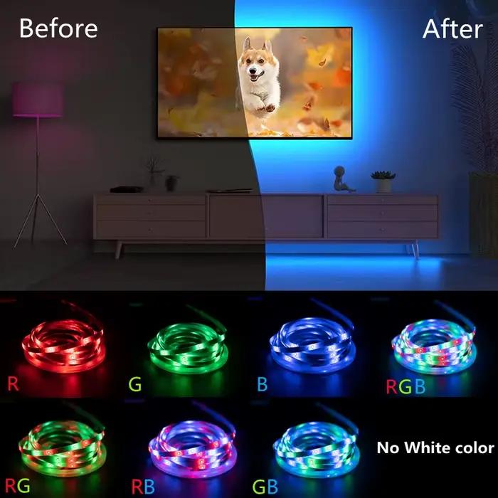 Bande lumineuse LED avec câble USB, lampe flexible, 3 touches de contrôle, 5V, 2835 m, 1m, 2m, 3m, 4