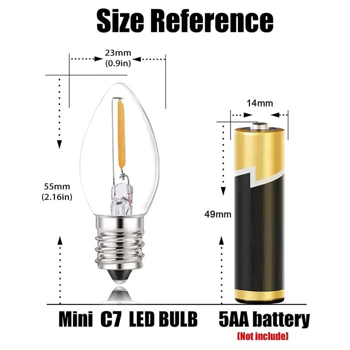 Genixgreen C7 LED veilleuse ampoule 0.5W Dimmable E12 E14 Base blanc chaud 2700K lustre sel lampe re