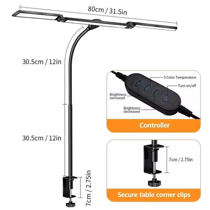 Lampe de bureau LED pour le soin des yeux, avec gradation continue, col de cygne Flexible et réglabl