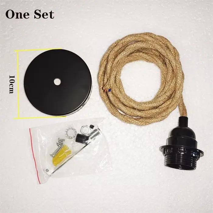 Lampe suspendue en corde de Jute, raccord d'éclairage de plafond, support de lampe E27, Kits de susp