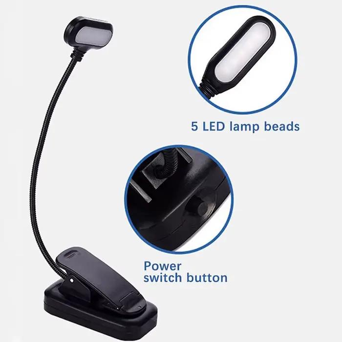 Lampe de bureau LED réglable à clipser, alimentée par batterie, Flexible, pour étude, lecture, livre