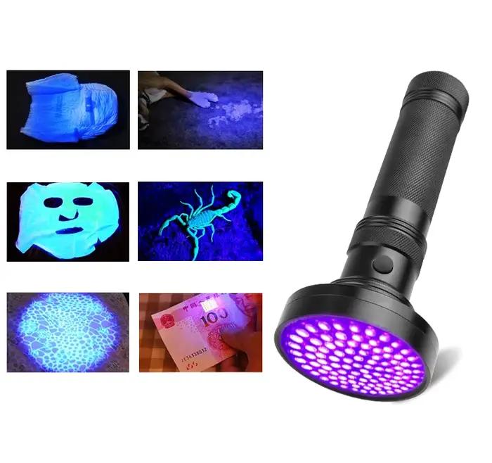 Lampe de poche UV 21/51/100 LED, 395nm, torche ultraviolette, détecteur de lumière noire pour animau
