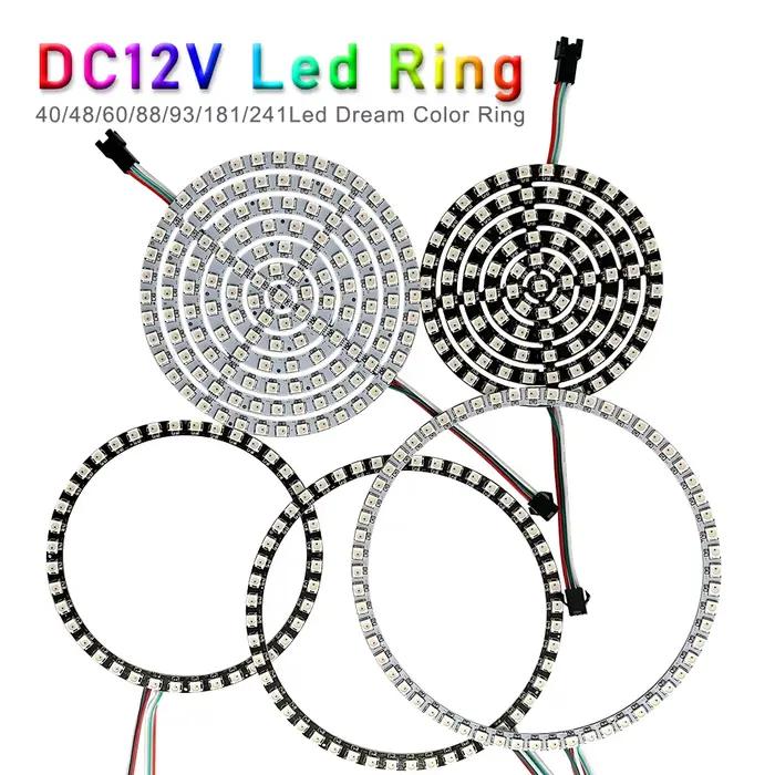 Anneau de pixels Led rond 5050 RGB, Module adressable individuellement Arduino, 60/88/93/148/181/241
